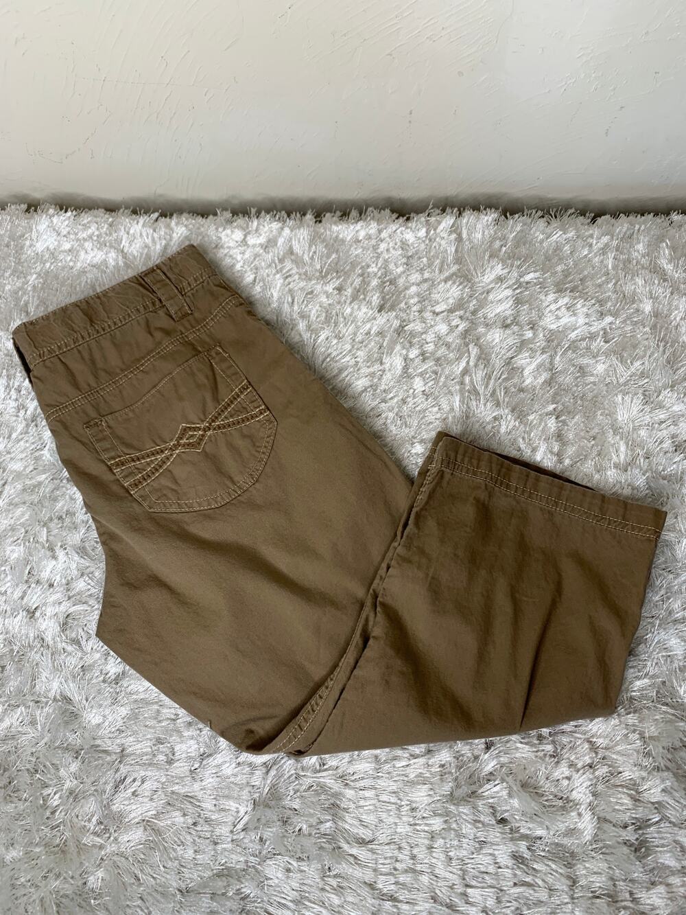 Y2K Brown Capri XS Women 16 Girls Lightweight 100% Cotton
